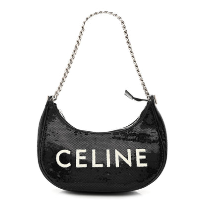 Celine Sequin Medium Chain Ava Shoulder Bag Black 1 of 9