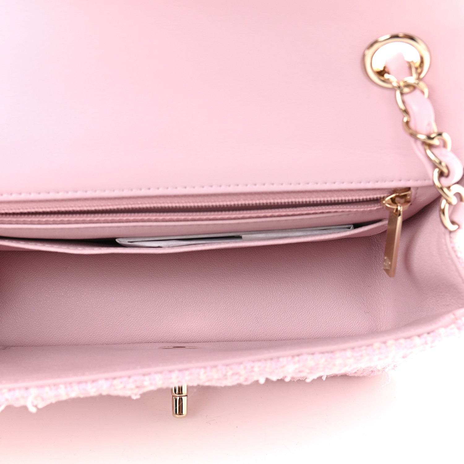 Chanel Tweed Quilted Mini Rectangular Flap Pink 5 of 9