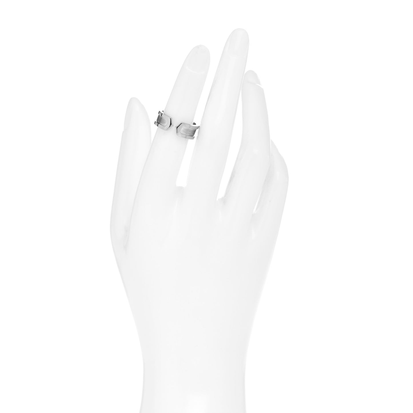 18K White Gold 6.5mm C De Cartier Ring 49 5