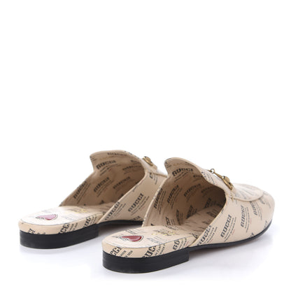 Gucci Calfskin Stamp Print Womens Princetown Slippers 38.5 Soy Black 4 of 9