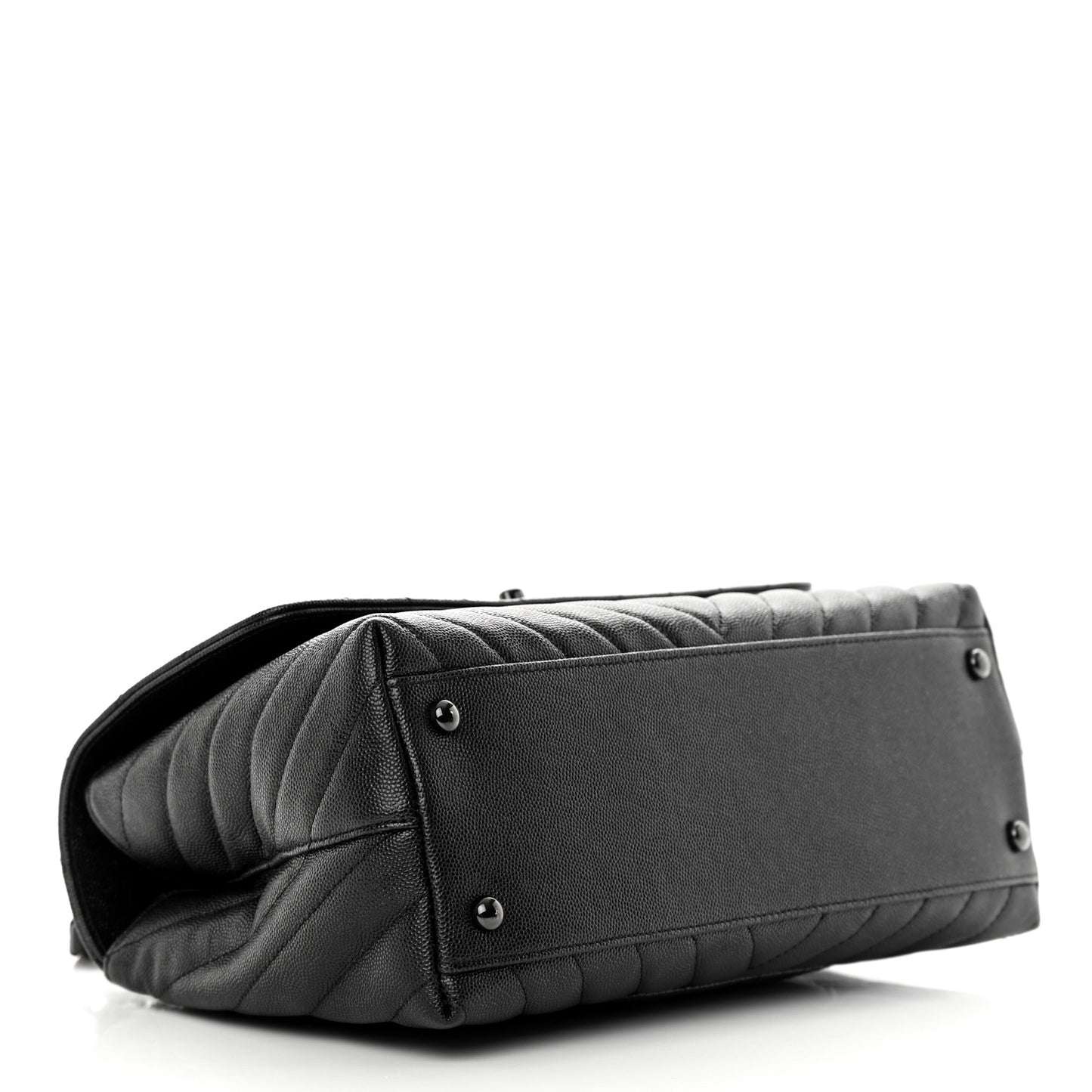 Caviar Chevron Quilted Small Coco Handle Flap So Black