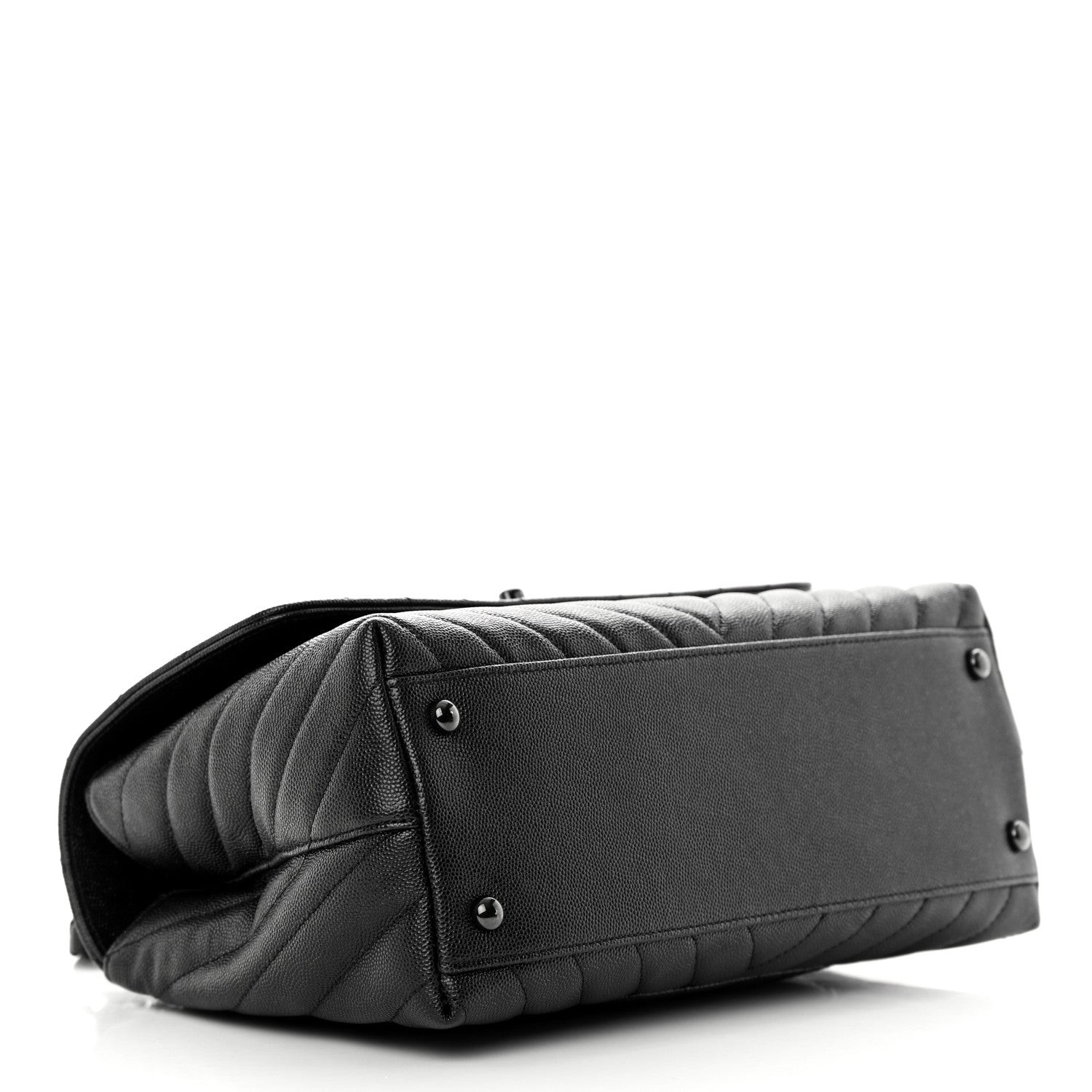 Chanel Caviar Chevron Quilted Small Coco Handle Flap So Black 4 of 12