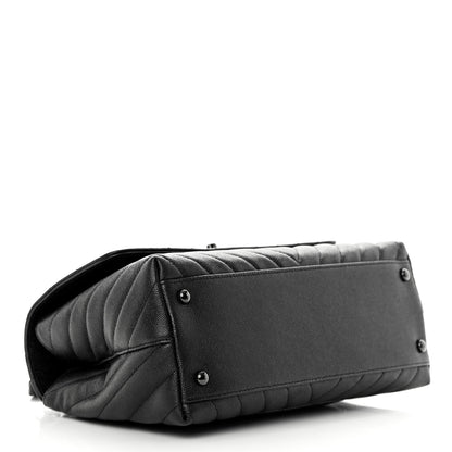 Chanel Caviar Chevron Quilted Small Coco Handle Flap So Black 4 of 12