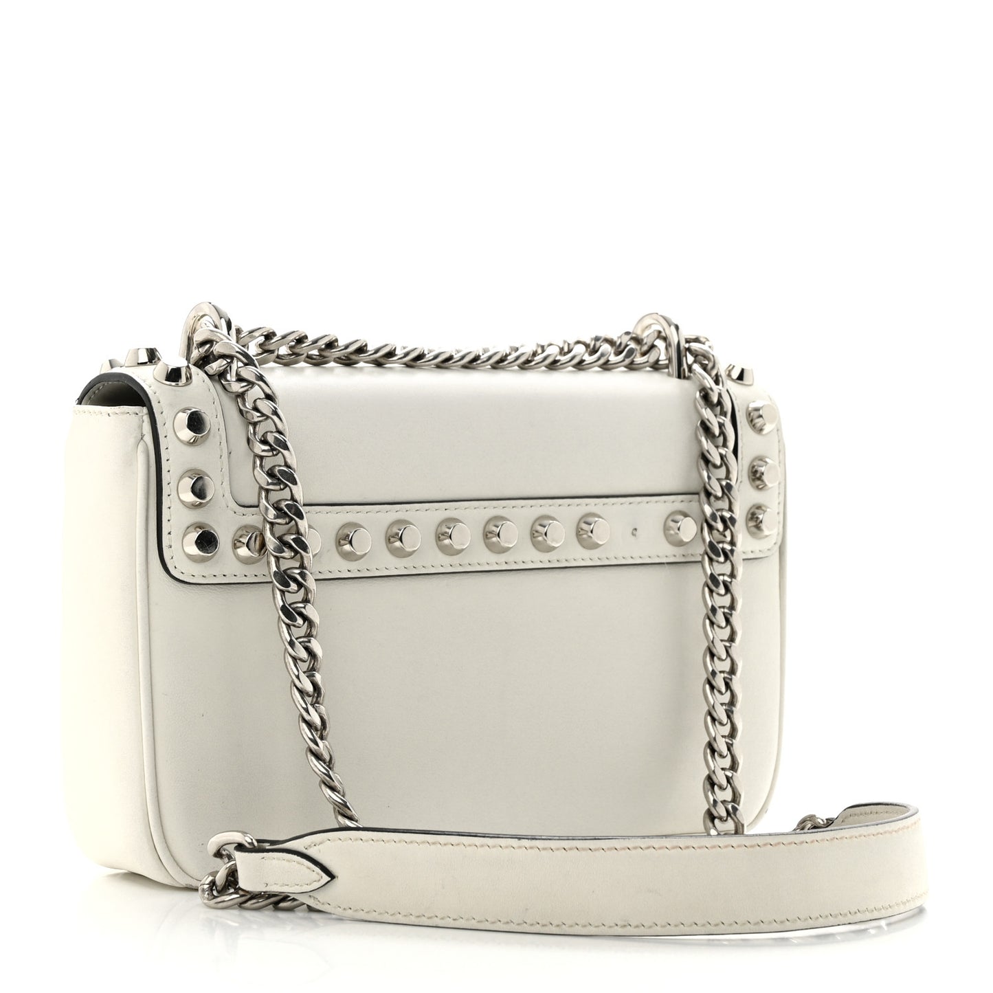 Vitello Calfskin Studded Shoulder Bag White