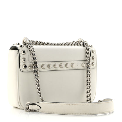 Prada Vitello Calfskin Studded Shoulder Bag White 3 of 16