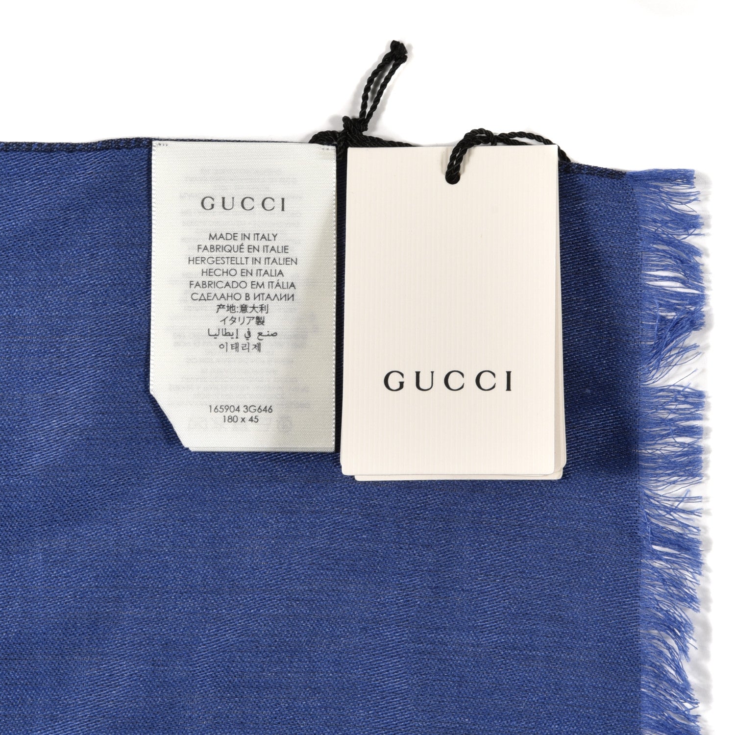 Gucci Wool Silk GG Monogram GGNat Scarf Blue 4 of 5