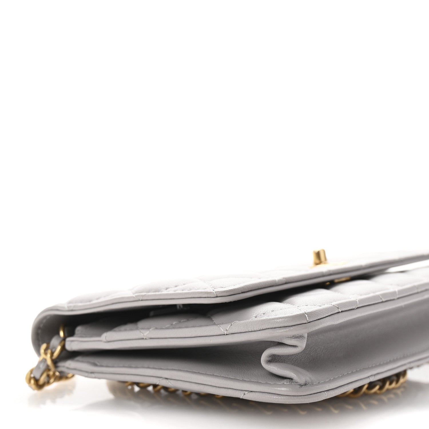 Chanel Lambskin Quilted CC Pearl Crush Wallet on Chain WOC Grey 9 of 10