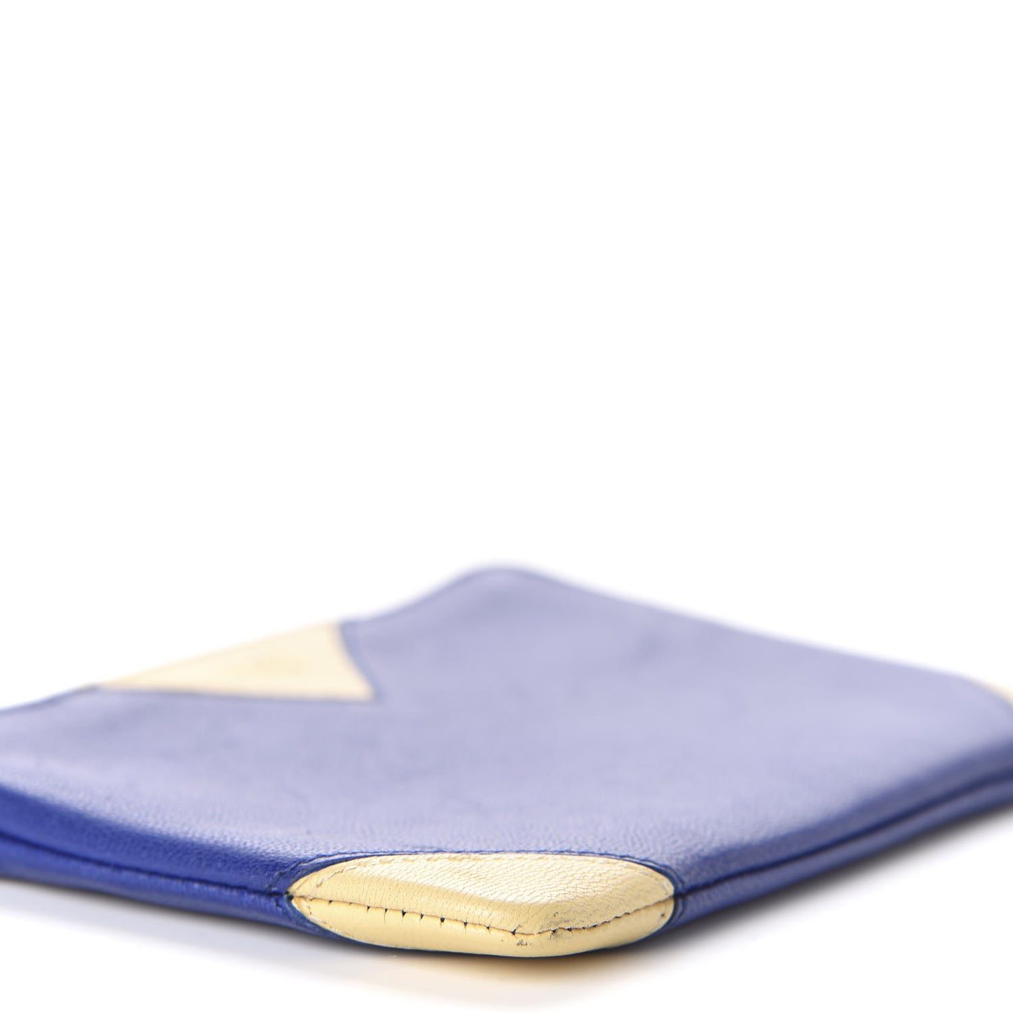 Lambskin Bi-Color Coeur Coin Card Case Blue Beige