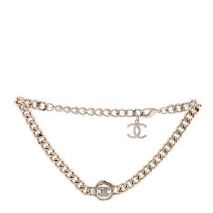 Chanel Pearl Crystal CC Chain Choker Necklace Gold 3 of 6