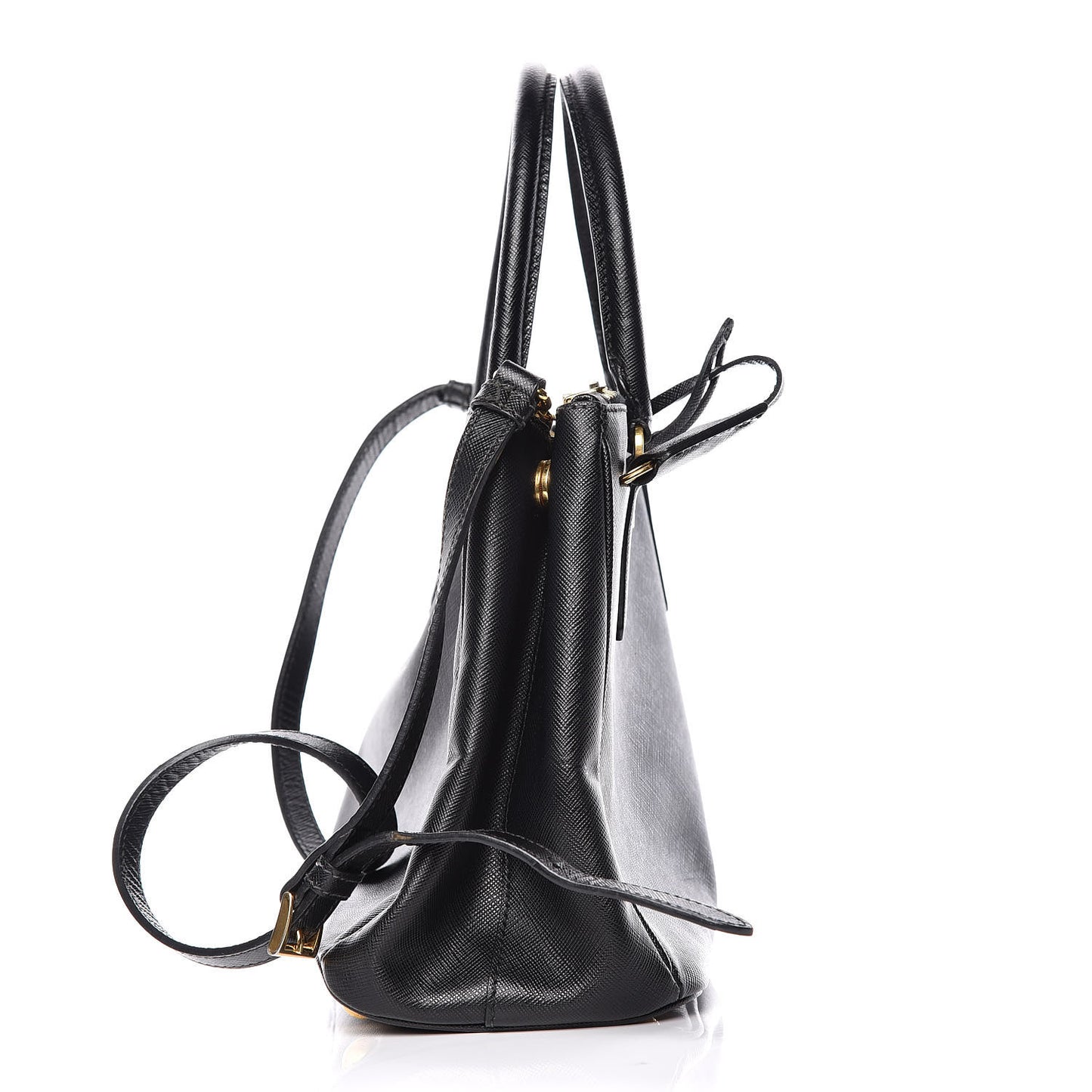 Saffiano Small Galleria Double Zip Tote Black