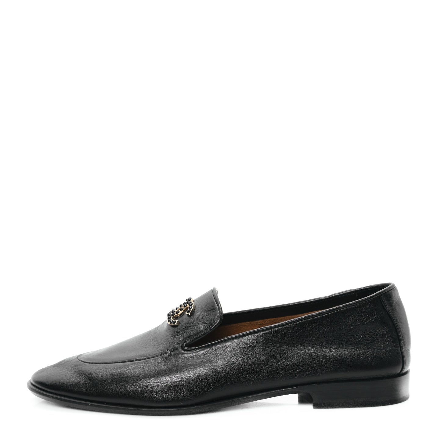 Shiny Calfskin CC Mocassin Loafers 40 Black