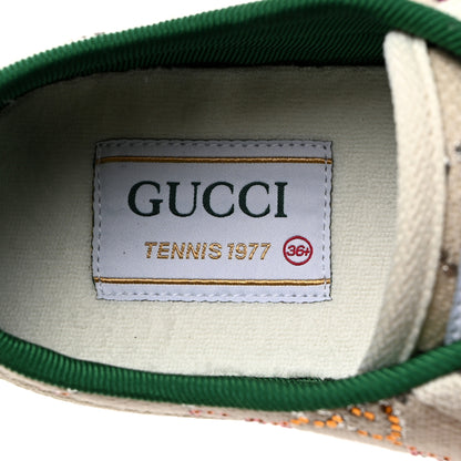 Gucci Canvas Lame Crystal GG Monogram Womens 1977 Tennis Sneakers 36.5 Gardenia Silver Mystic White 7 of 8