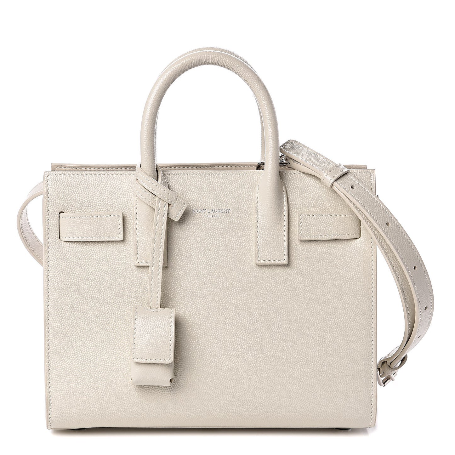 Grained Calfskin Nano Sac de Jour Dove White