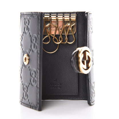Gucci Guccissima Icon Signature 6 Key Holder Case Black 5 of 9