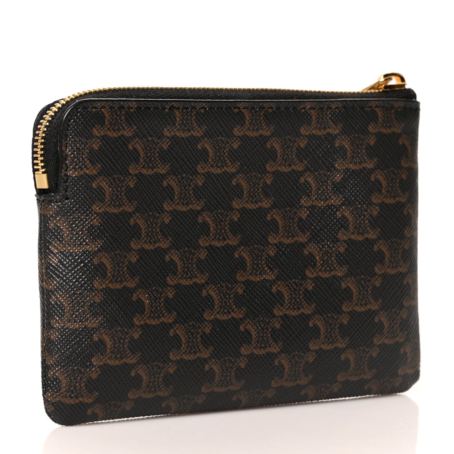 Triomphe Canvas Coin and Card Pouch With Hook Black