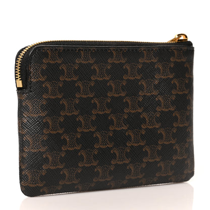 Celine Triomphe Canvas Coin and Card Pouch With Hook Black 3 of 8