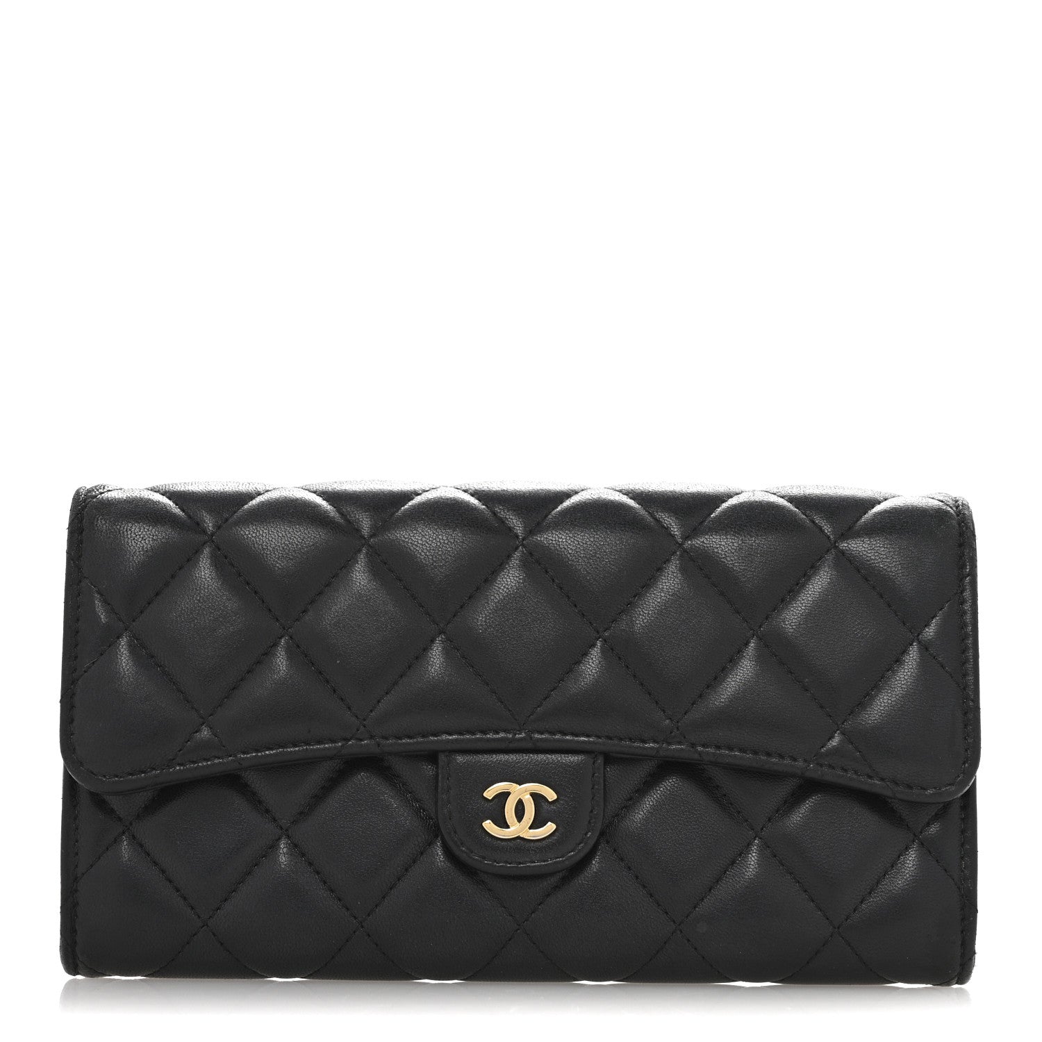 Chanel Lambskin Quilted Large Flap Wallet Black 1 of 13