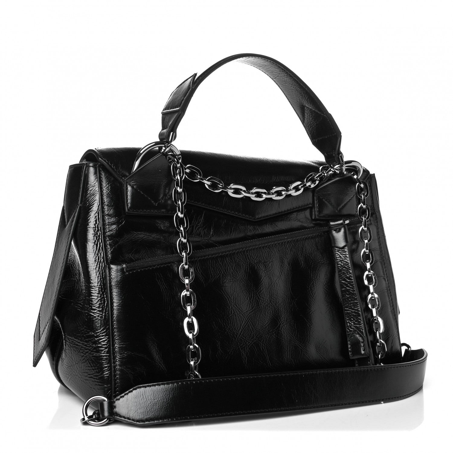 Givenchy Creased Patent Calfskin Medium ID Flap Black 2 of 7
