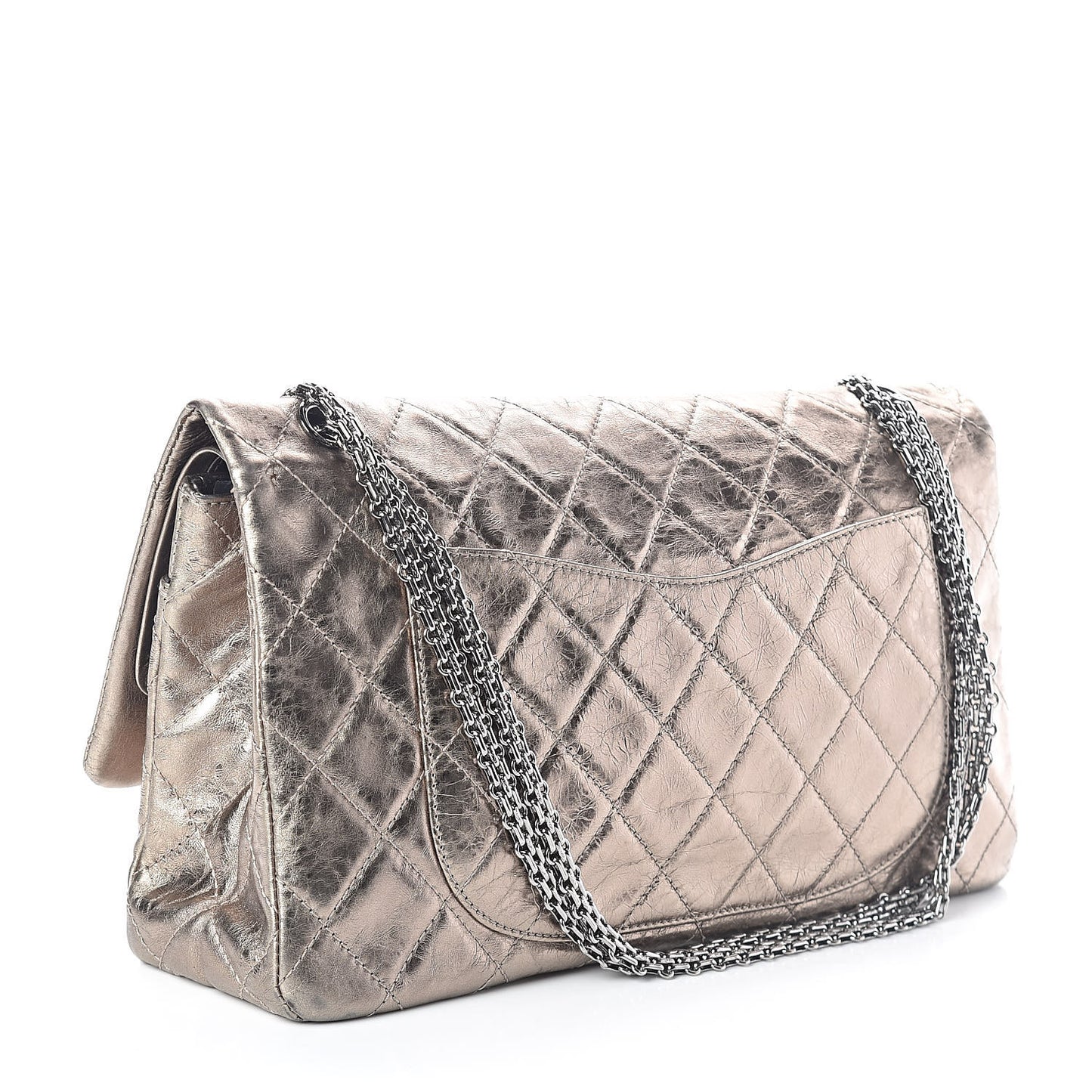 Metallic Aged Calfskin Quilted 2.55 Reissue 228 Flap Pewter