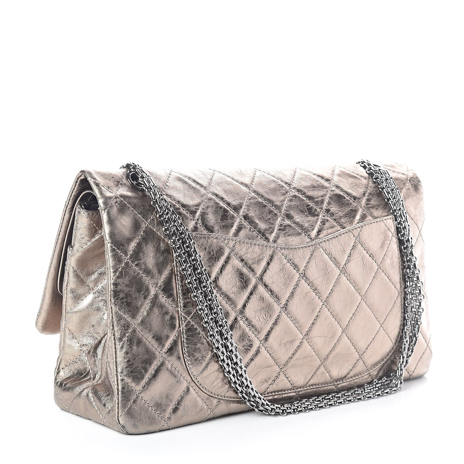 Chanel Metallic Aged Calfskin Quilted 2.55 Reissue 228 Flap Pewter 3 of 10