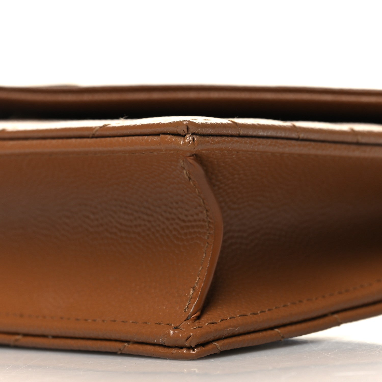 Saint Laurent Grain De Poudre Matelasse Chevron Monogram Envelope Chain Wallet Natural Dark 10 of 11