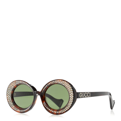 Gucci Acetate Crystal Round Sunglasses GG0618S Tortoiseshell 1 of 8