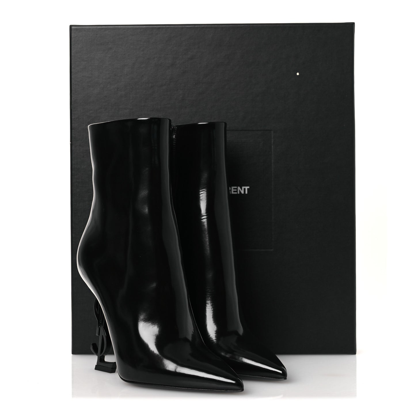 Glazed Calfskin Opyum Ankle Boots 36 Black
