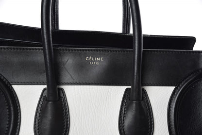 Celine Smooth Calfskin Shrunken Lambskin Mini Bi-Color Luggage Black White 30 of 31