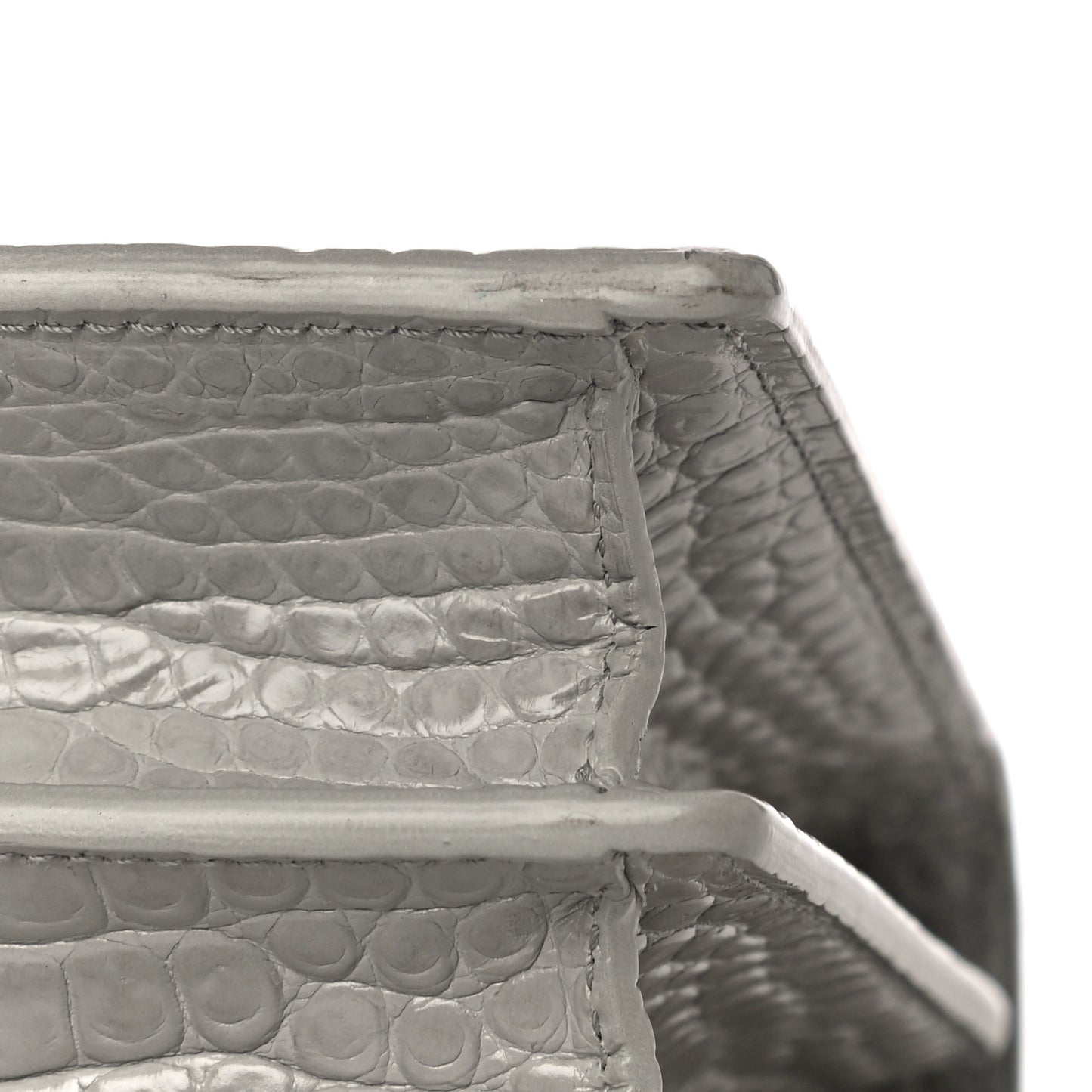 Calfskin Crocodile Embossed Medium Monogram Sunset Gris Perle