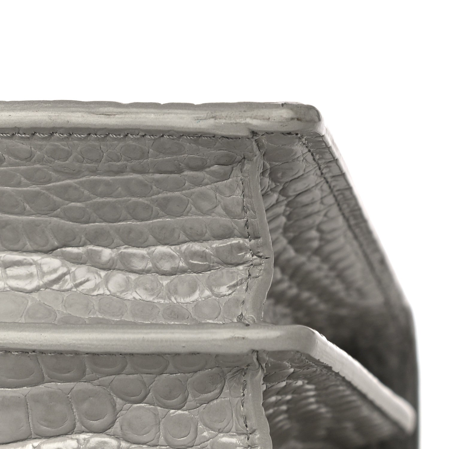 Saint Laurent Calfskin Crocodile Embossed Medium Monogram Sunset Gris Perle 14 of 14