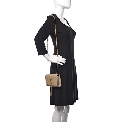 Saint Laurent Calfskin Small Classic Monogram Kate Tassel Satchel Dark Beige 2 of 10