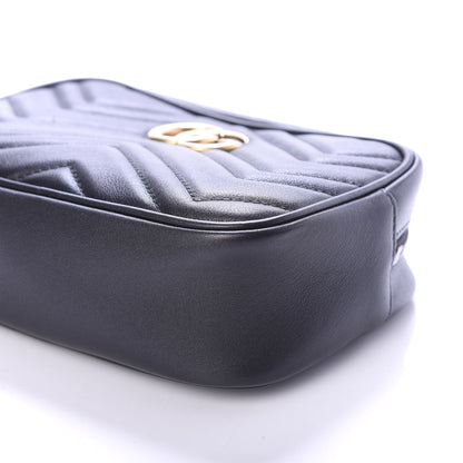 Gucci Calfskin Matelasse Mini GG Marmont Wrist Wallet Black 9 of 10