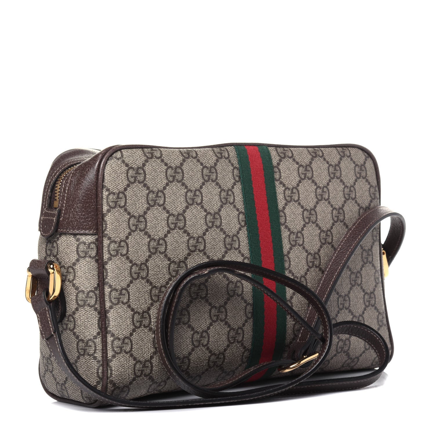 Gucci GG Supreme Monogram Web Small Ophidia Shoulder Bag Brown 3 of 21