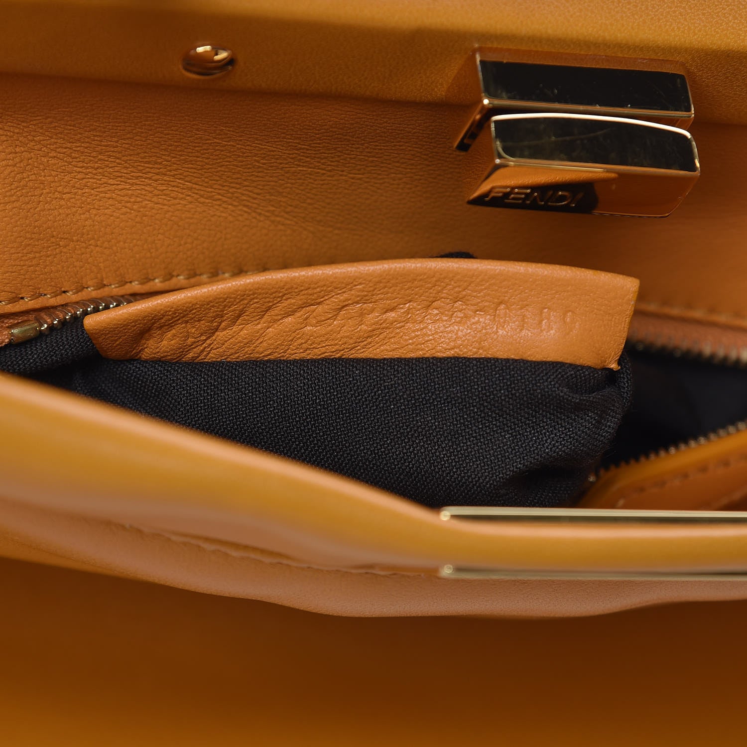 Fendi Nappa Mini Peekaboo Iconic Satchel Giallo Syrup 8 of 9