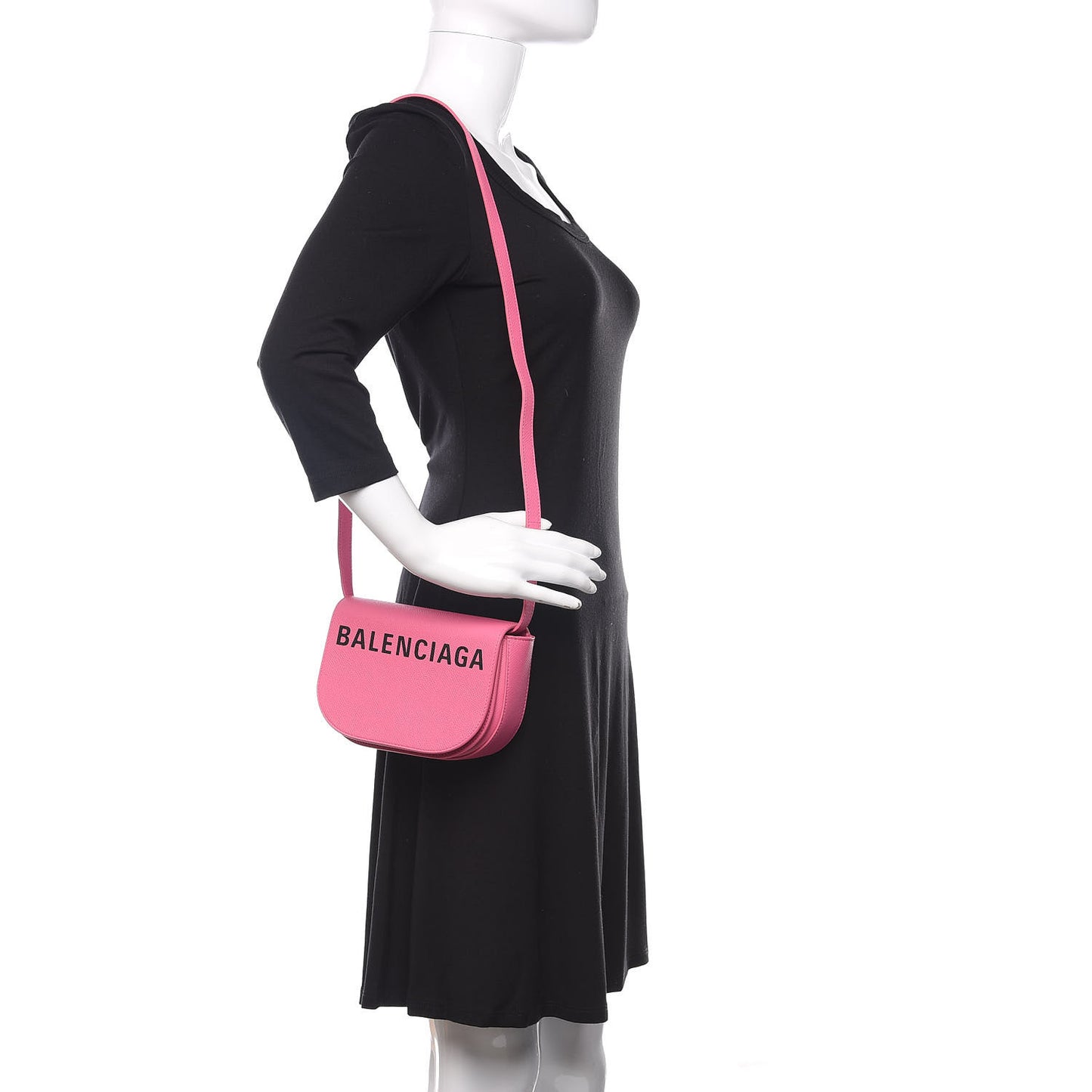 Signature Grained Calfskin Logo Print Ville Day Bag XS Rose Bubblegum Black