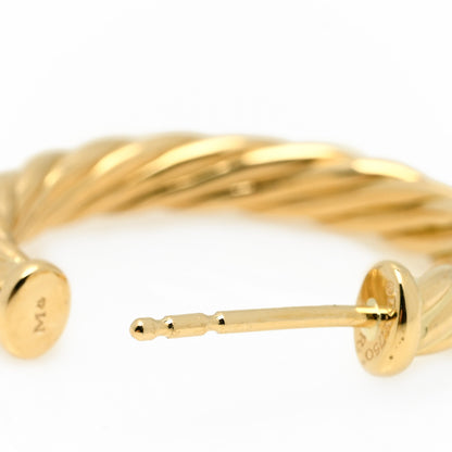 David Yurman 18K Yellow Gold Mini Cablespira Hoop Earrings 6 of 6