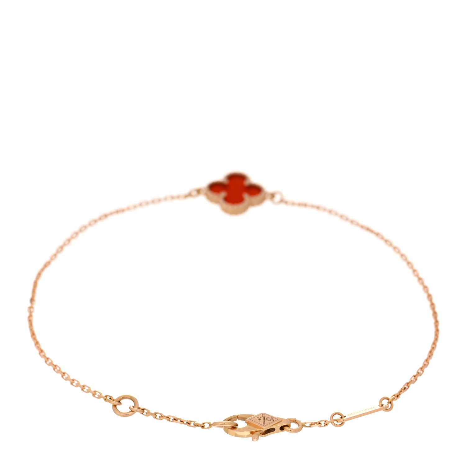Van Cleef & Arpels 18K Rose Gold Carnelian Sweet Alhambra Bracelet 2 of 4