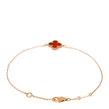 Van Cleef & Arpels 18K Rose Gold Carnelian Sweet Alhambra Bracelet 2 of 4