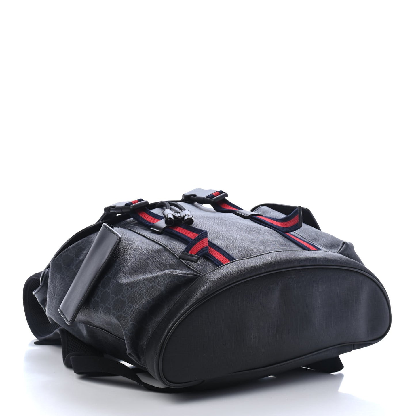 Soft GG Supreme Monogram Appia Calfskin Web Double Buckle Backpack Black
