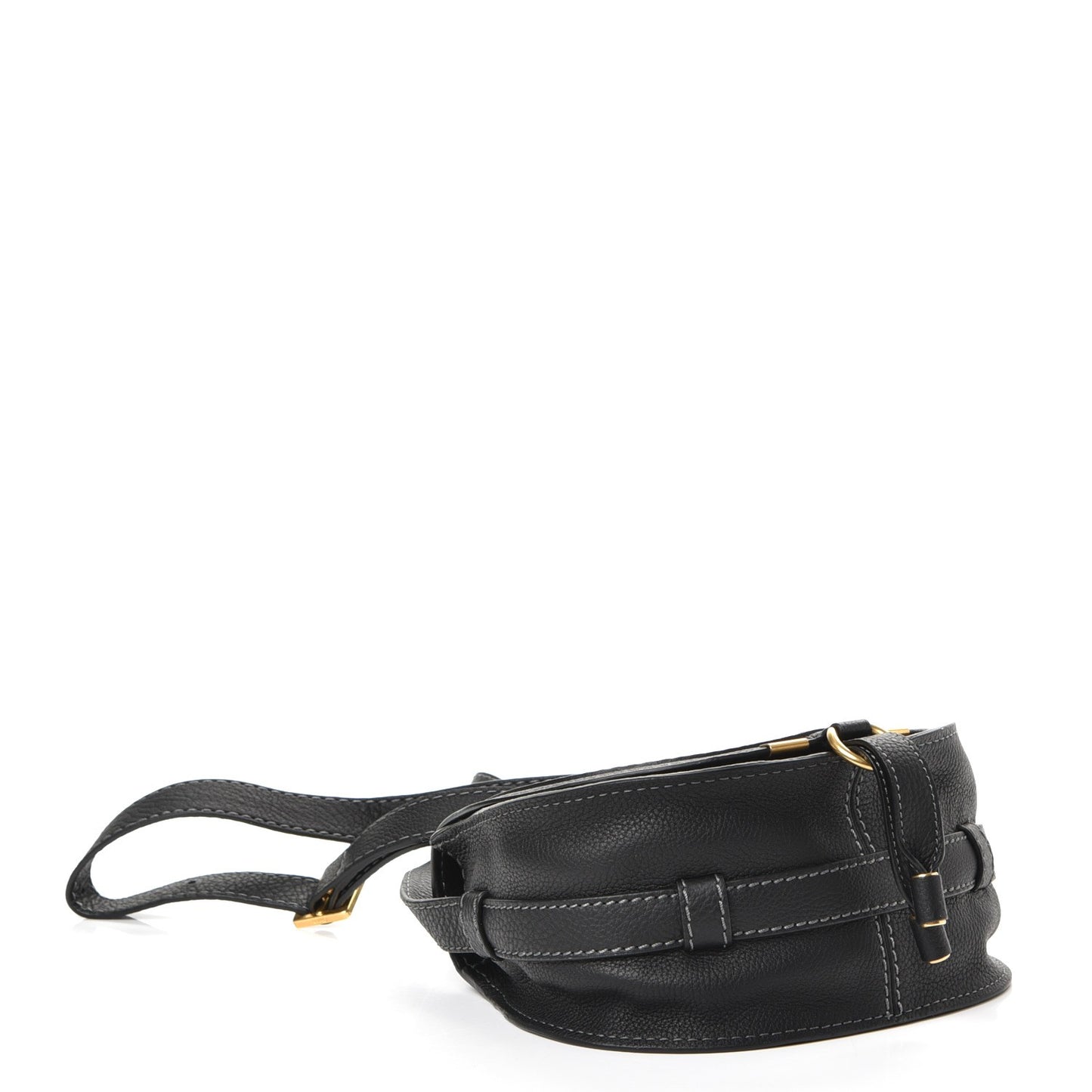 Calfskin Mini Marcie Round Crossbody Bag Black