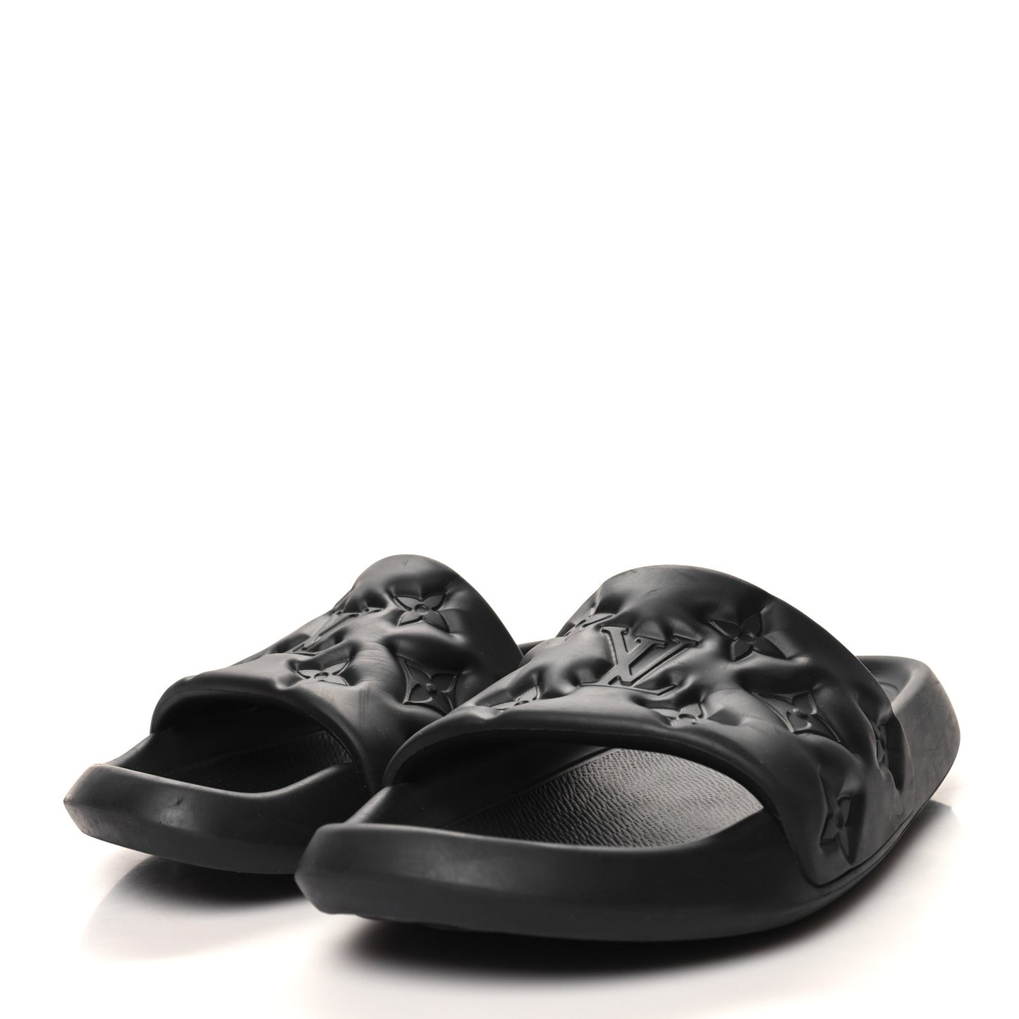 Rubber Embossed Monogram Mens Waterfront Mules 10 Black
