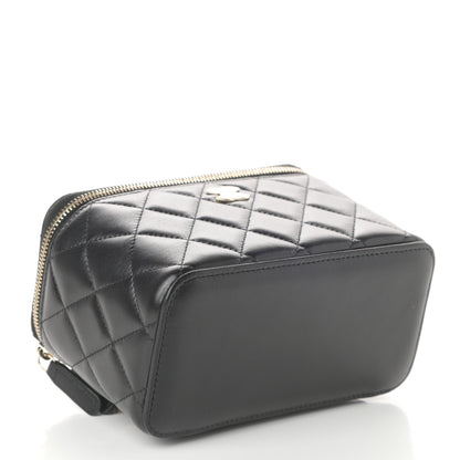 Chanel Lambskin Quilted Small Top Handle Vanity Case With Chain Black 4 of 9
