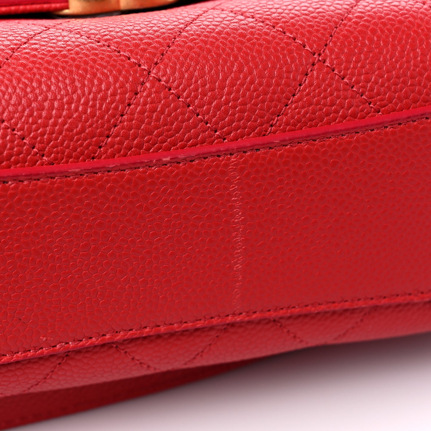 Grained Calfskin Small Stitched Flap Red