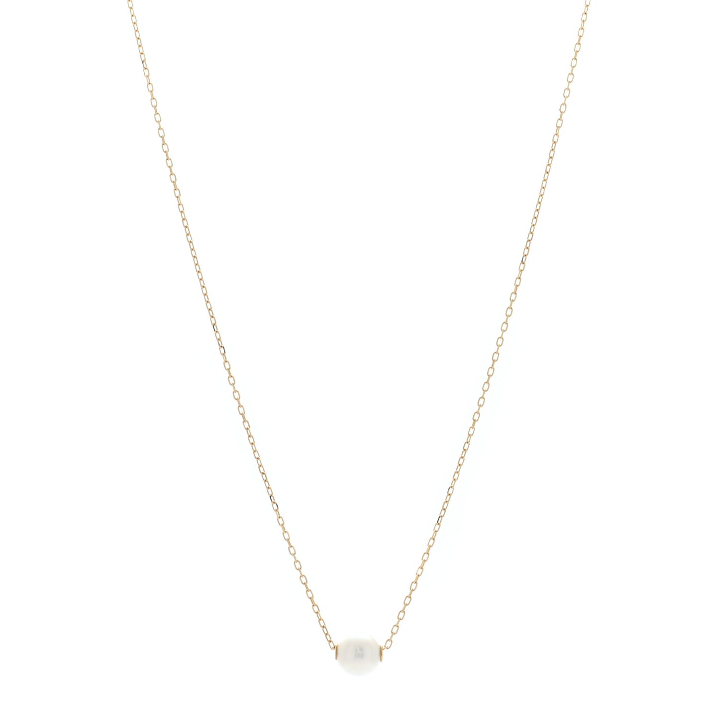 18K Yellow Gold Akoya Pearl 8mm Single Pendant Necklace