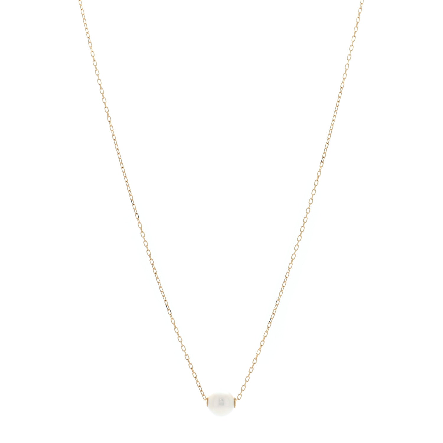 Mikimoto 18K Yellow Gold Akoya Pearl 8mm Single Pendant Necklace 1 of 4