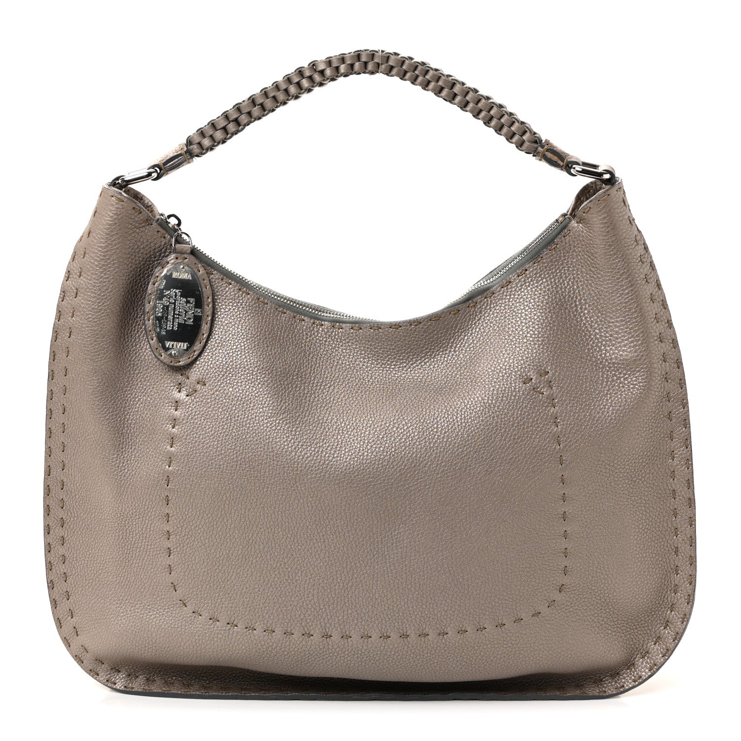 Fendi Cuoio Romano Selleria Hobo Peltro 1 of 9