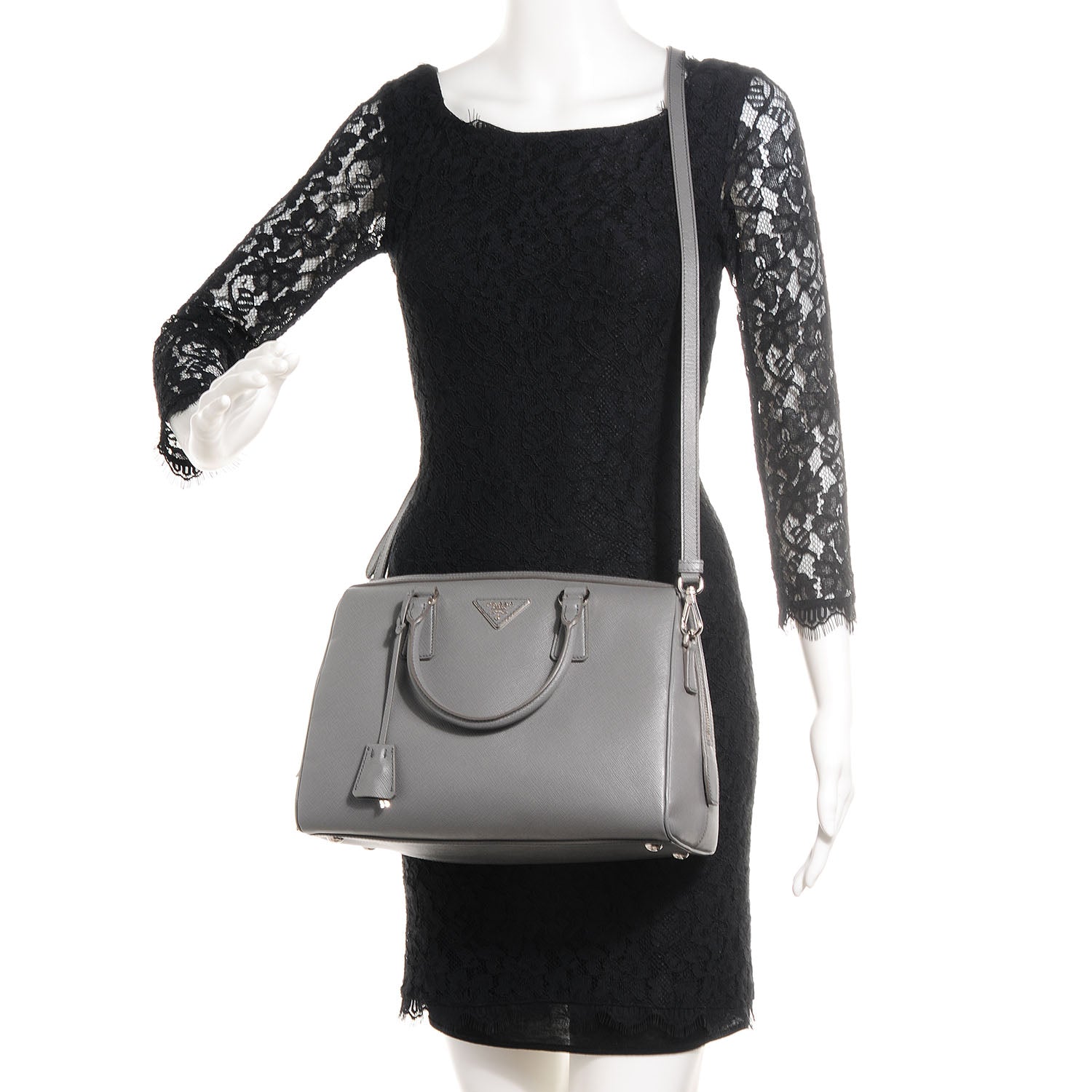 Prada Saffiano Lux Bowler Marmo 2 of 8