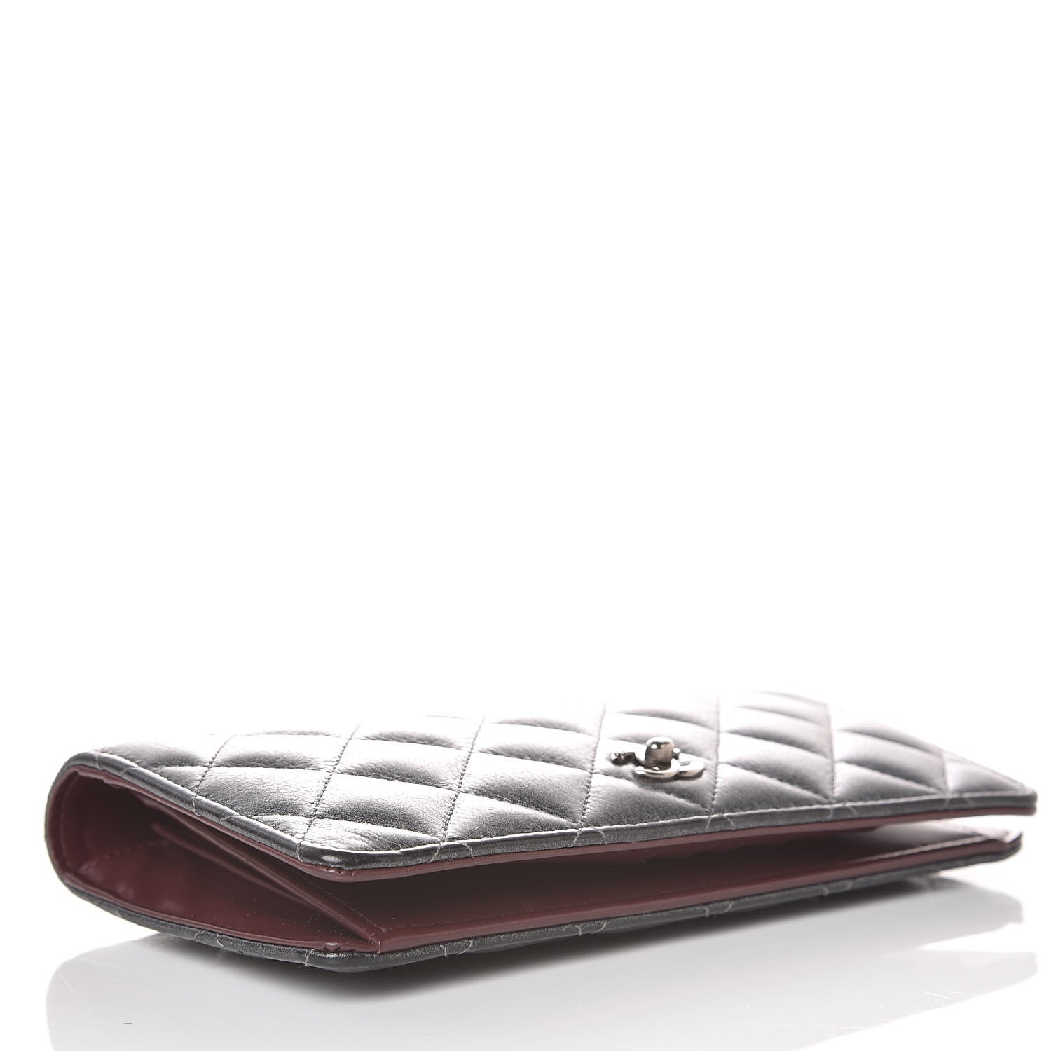 Chanel Metallic Calfskin Quilted Yen Wallet Dark Silver 4 of 11