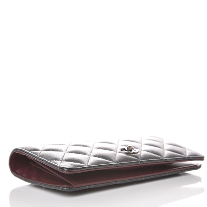 Chanel Metallic Calfskin Quilted Yen Wallet Dark Silver 4 of 11