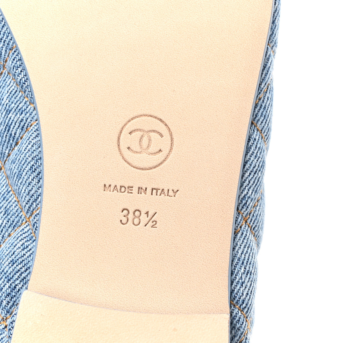 Chanel Denim Quilted CC Cap Toe Ballerina Flats 38.5 Light Blue 7 of 10